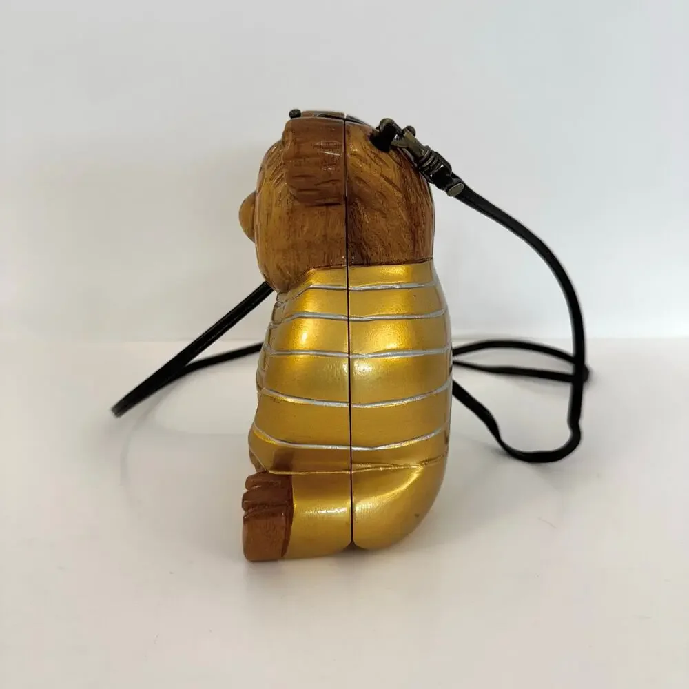 Timmy Woods Honey Bear Mini Minaudiere Clutch Crossbody Bag Gold/Brown Teddy